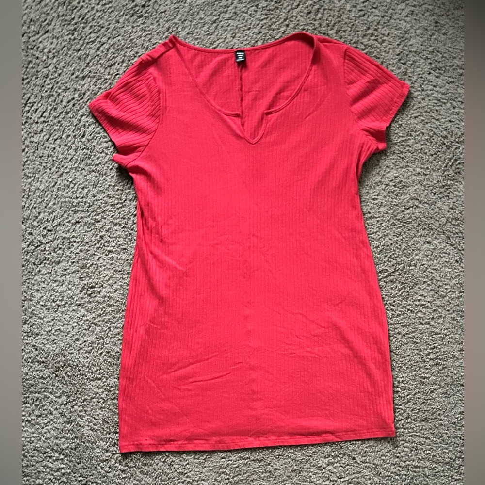 Red Ribbed Dress